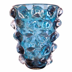 Monumental teal Murano glass vase